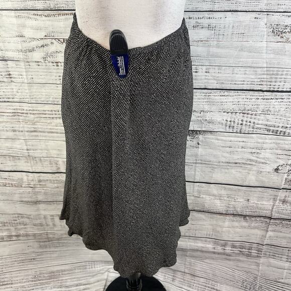 Donna Ricco New York Skirt size 14 Black Ivory Bias Knee A Line Flowing Modest - Picture 7 of 8